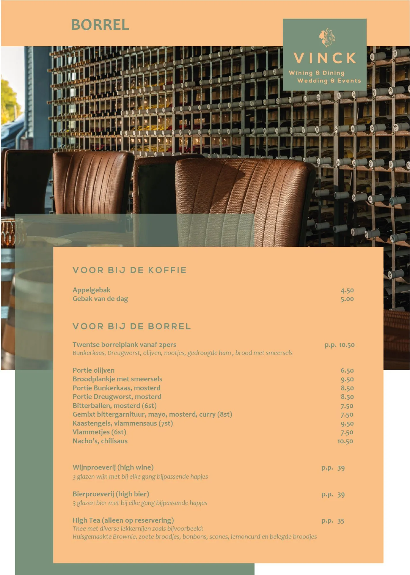 Borrelkaart Restaurant Vinck Geesteren Almelo Tubbergen Twente