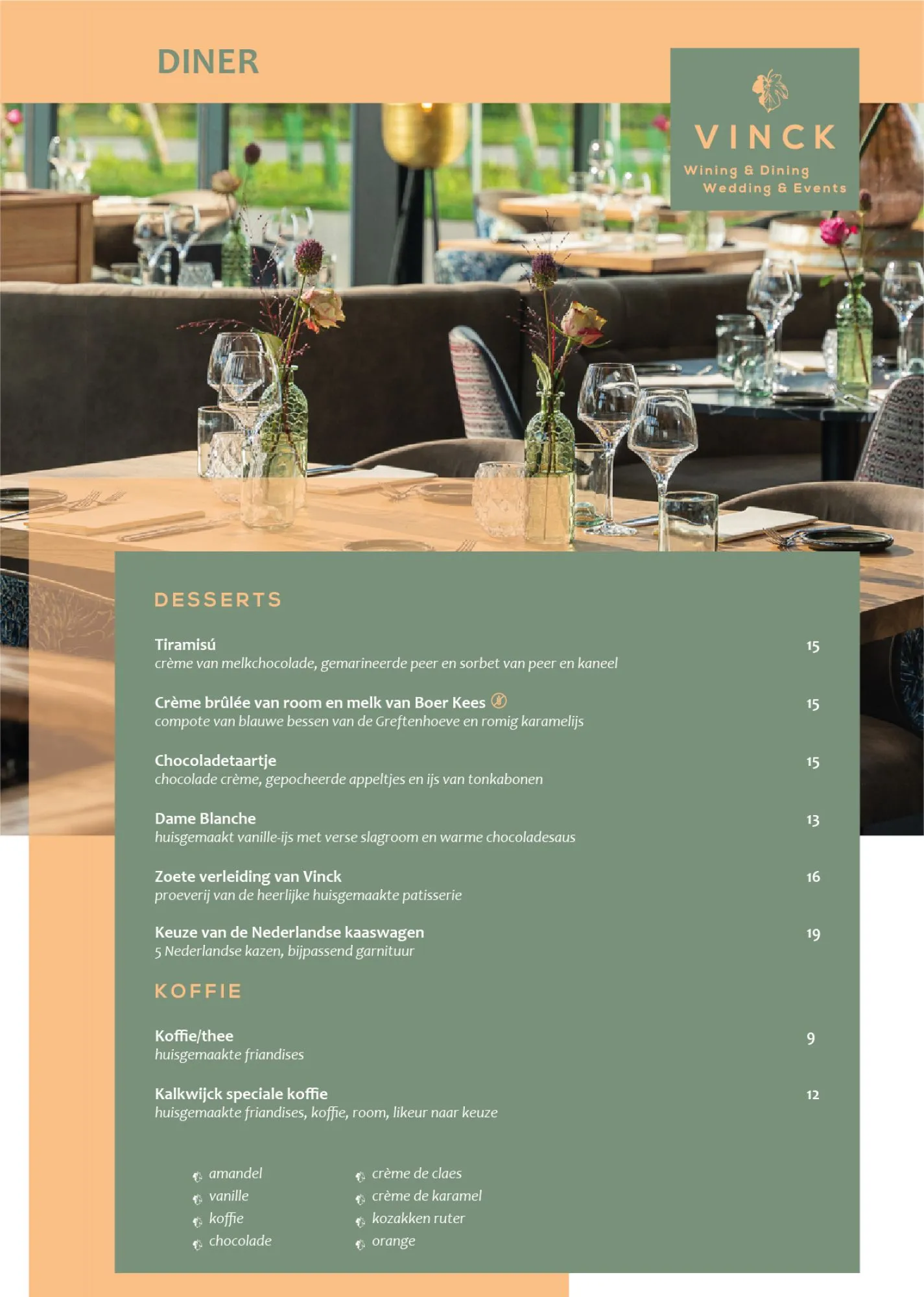 Dessertkaart Reataurant Vinck Geesteren Almelo Tubbergen Twente