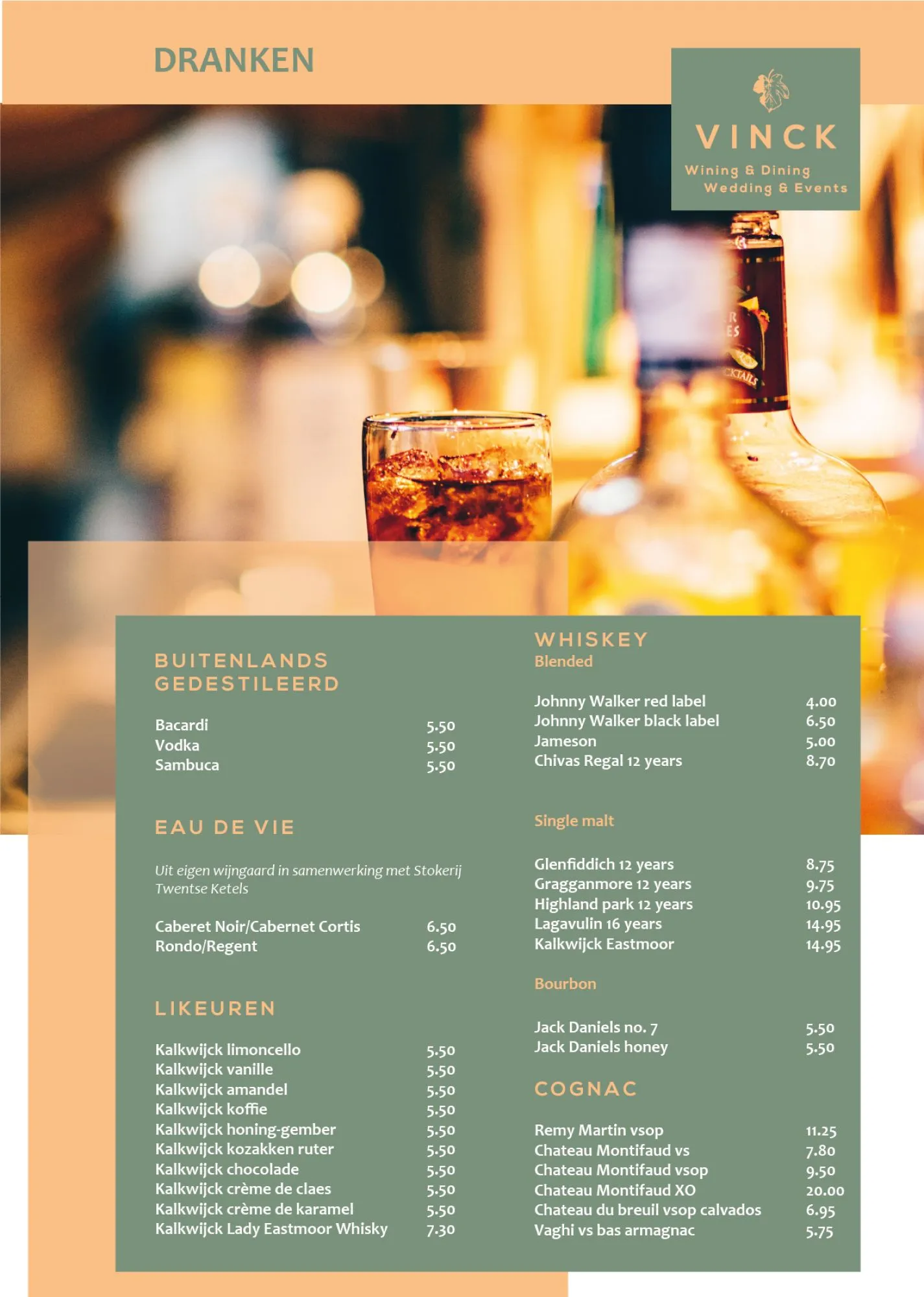 Drankkaart Restaurant Vinck Geesteren Almelo Tubbergen Twente