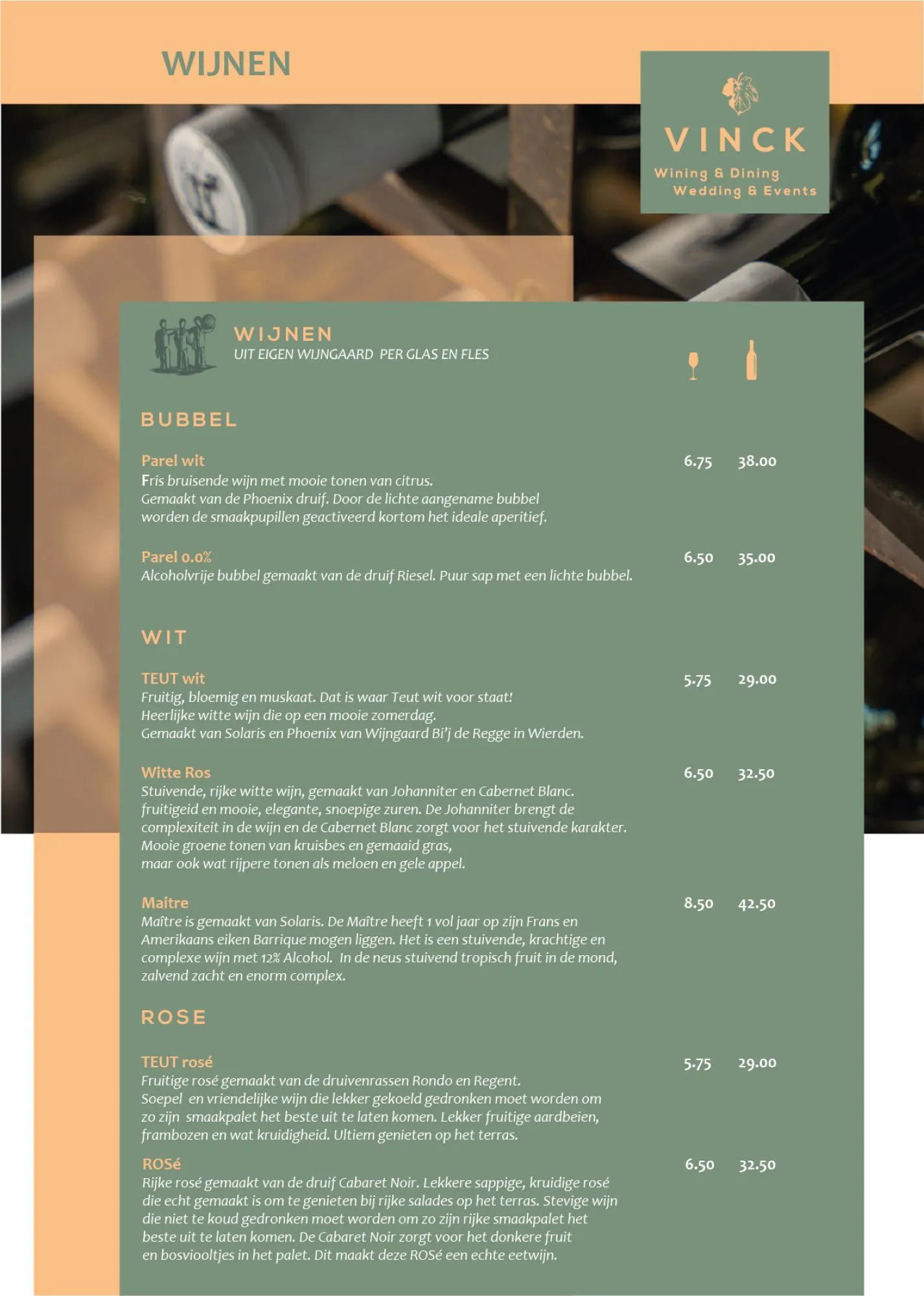 Wijnkaart Restaurant Vinck Geesteren Almelo Tubbergen Twente