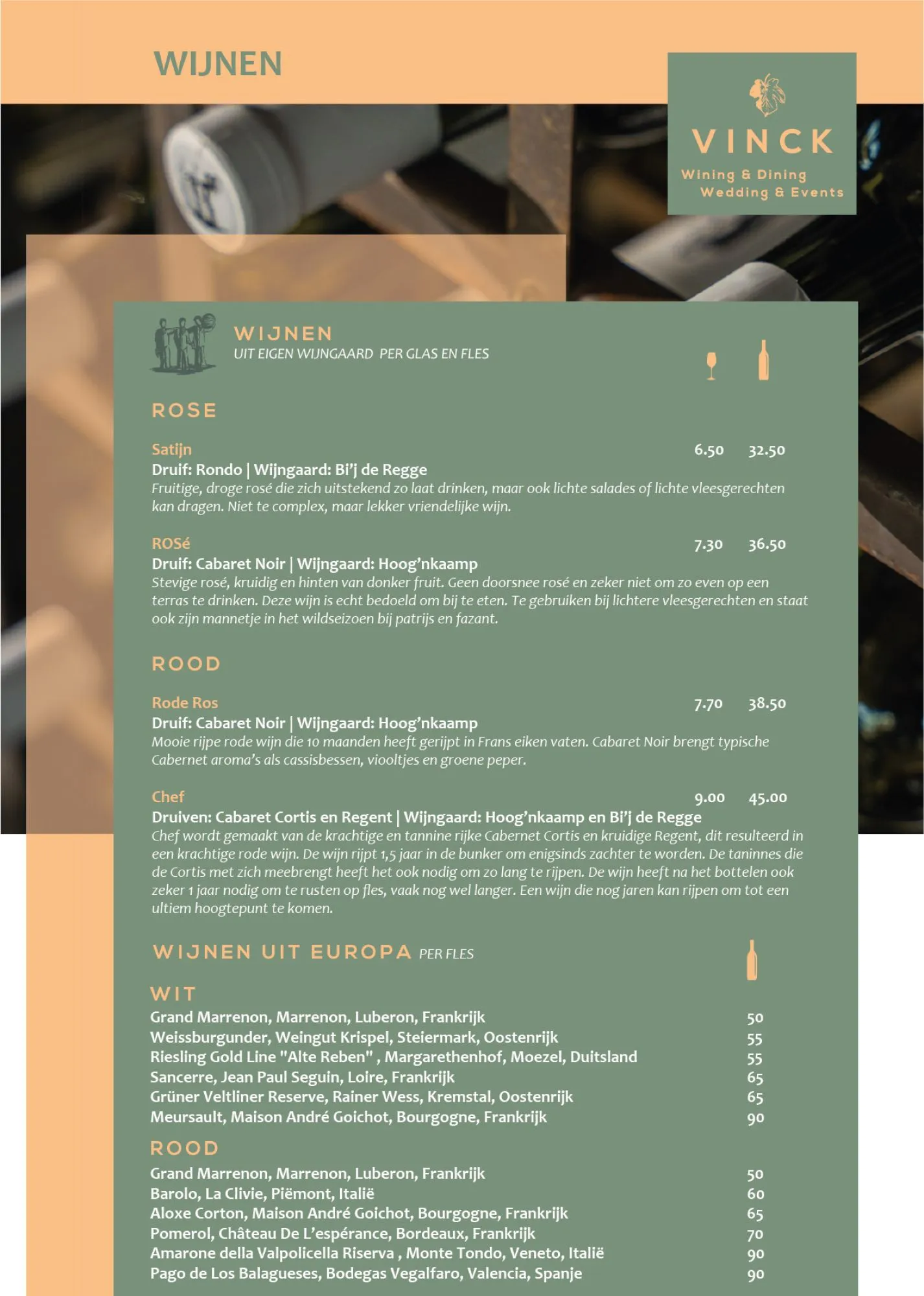 Wijnkaart Restaurant Vinck Geesteren Almelo Tubbergen Twente
